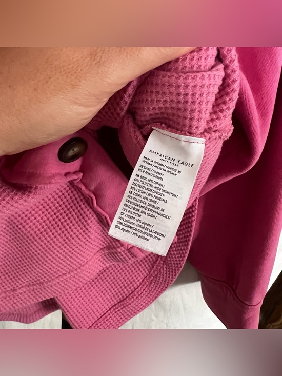 American Eagle Pink Waffle Knit Big Hug Hooded Oversized Shacket XS/S - Picture 7 of 8